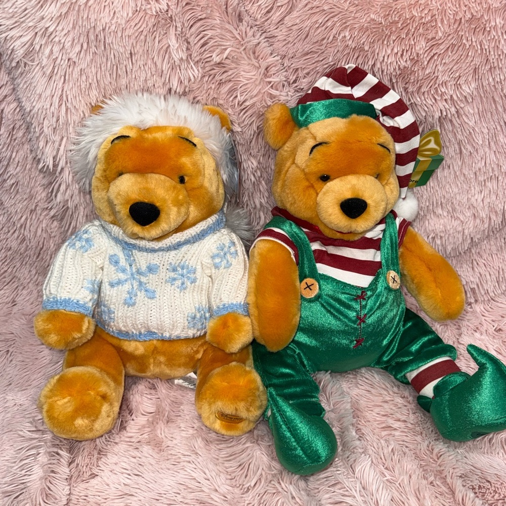Vintage Winnie the Pooh winter stuffed animals